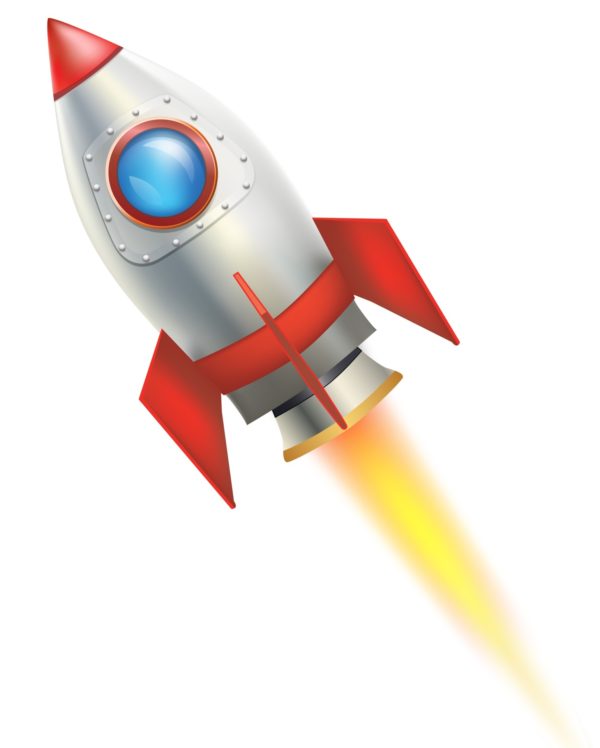 Illustration d'une fusée rouge et grise